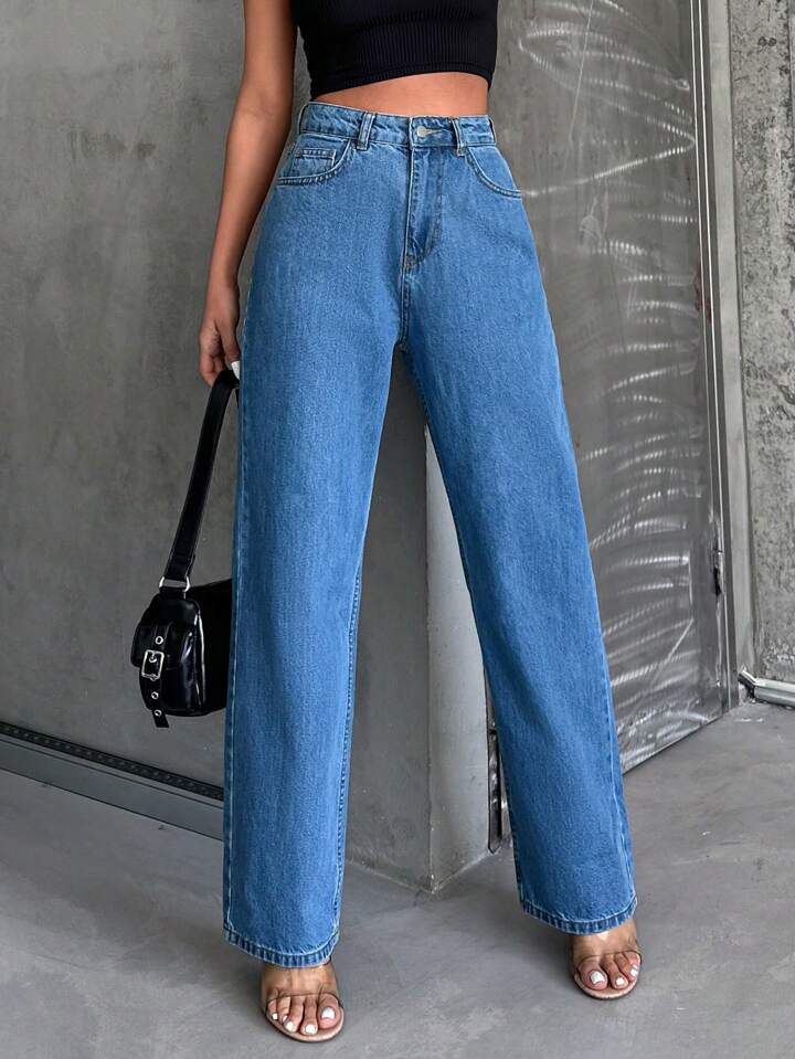 Wide Leg High Rise Jeans