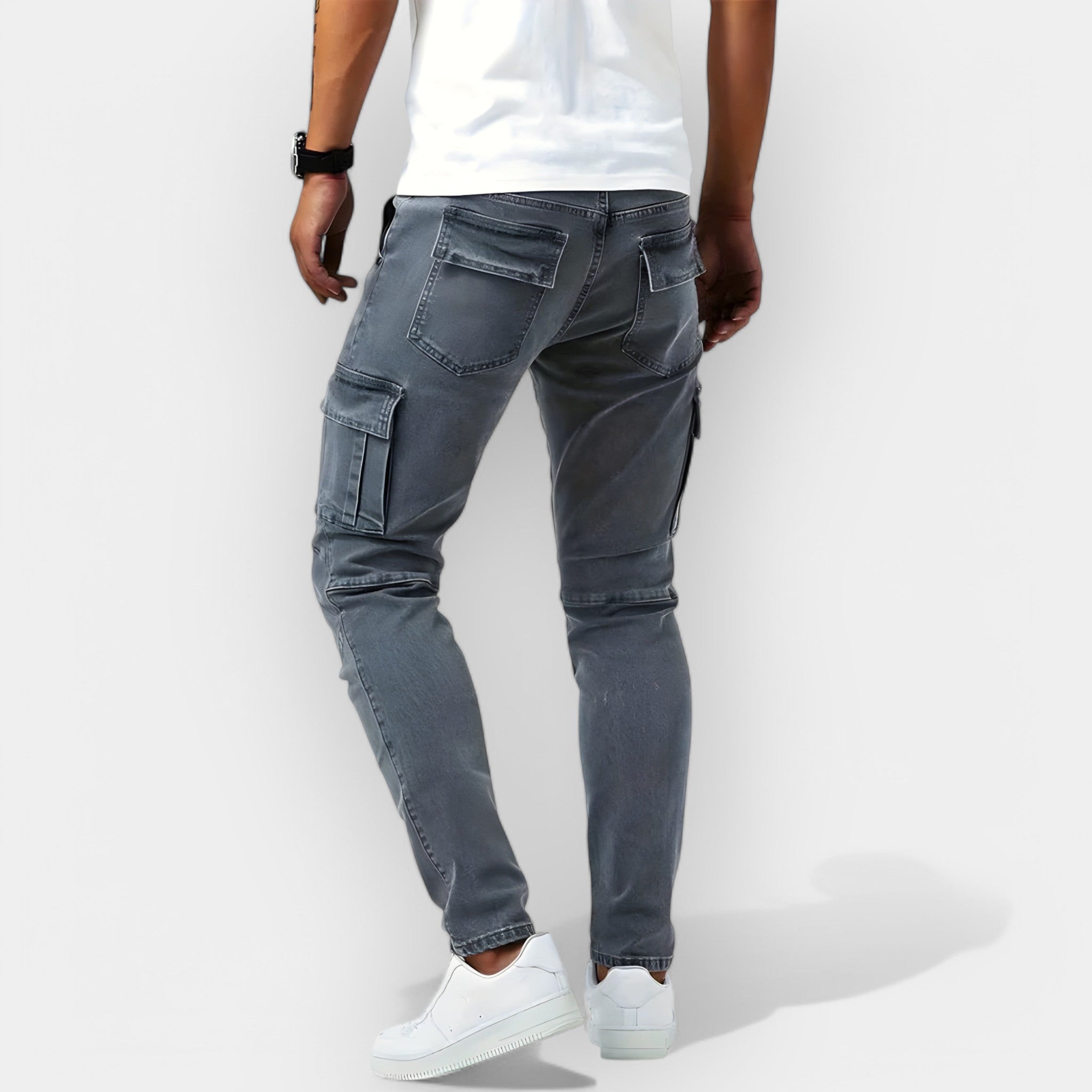 OLIVIO | Pantalon Cargo en Denim Élastique