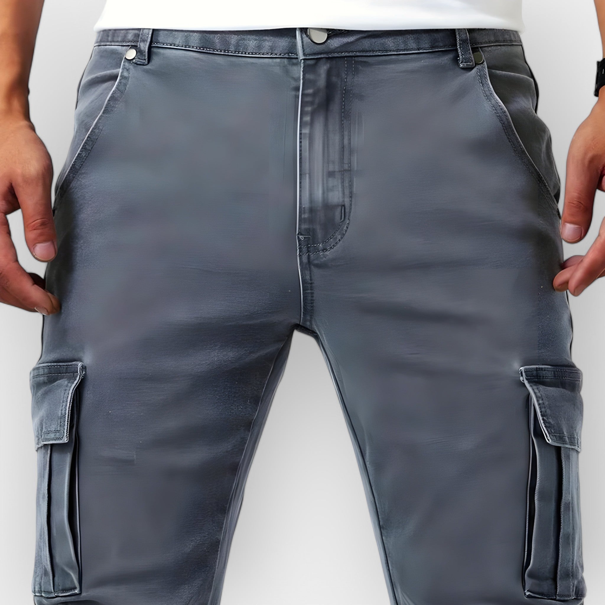 OLIVIO | Pantalon Cargo en Denim Élastique