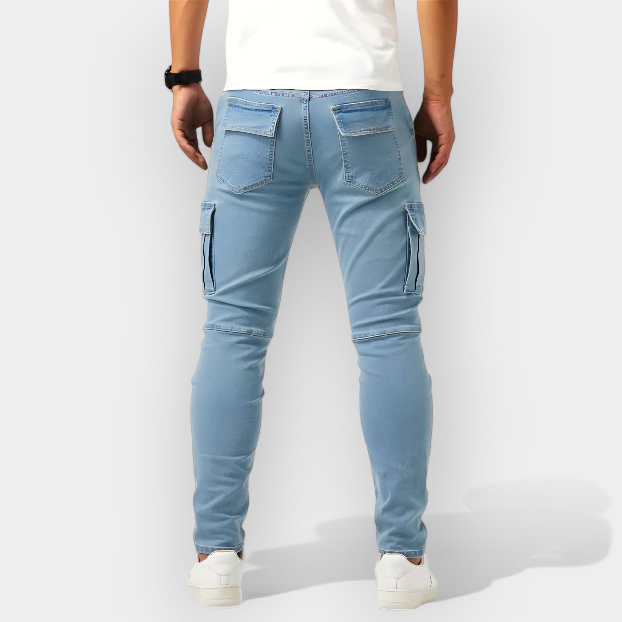 OLIVIO | Pantalon Cargo en Denim Élastique