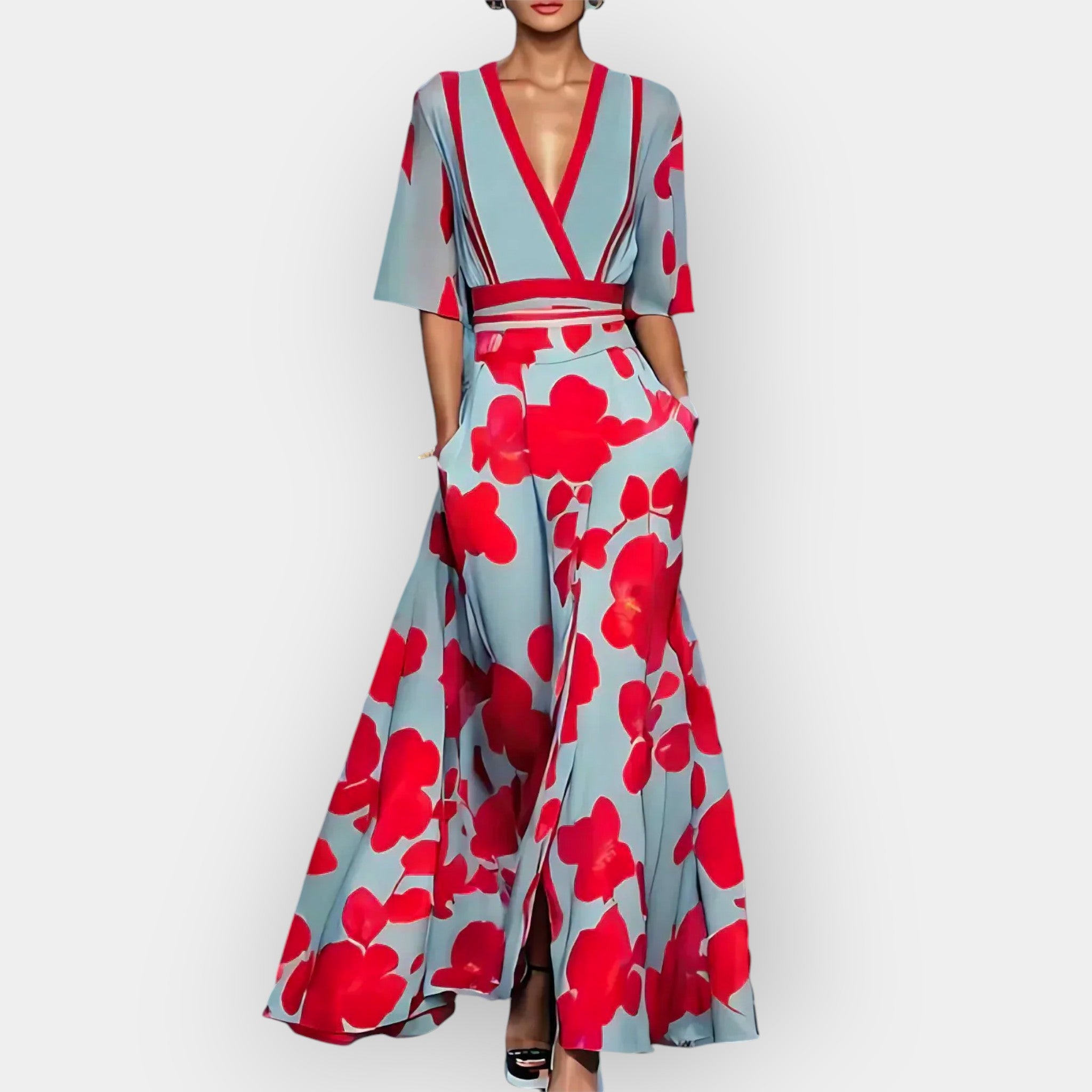 JADE | Robe Maxi à Motif Floral Élégant